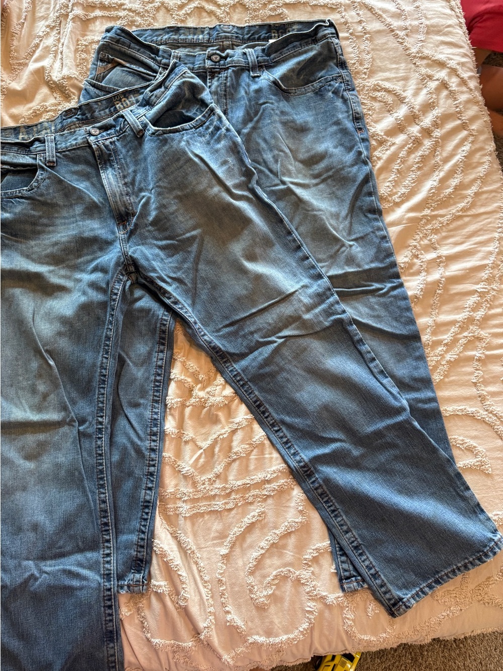 2 pair Ariat Men's M4 low rise Bootcut Jeans. Size 38x32